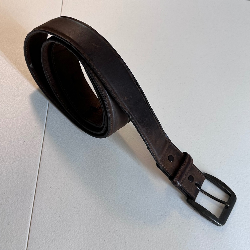 Genuine Leather Belt Brown Distressed Matte Buckle‎ Casual Classic 46